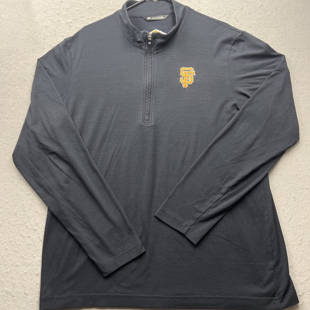 TravisMathew SF Giants Quarter Zip XL Corona Extra Golf Pullover Black